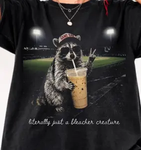 Literally Just A Bleacher Creature PNG: Funny Raccoon Iced Coffee Baseball Game Day Humor Png (Digital Download)