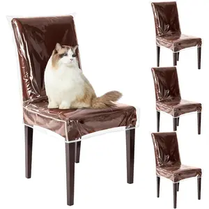 6 Pcs Chair Covers, Clear Thick Waterproof Dining Room Seat Protectors Anti-Scratches Seat Covers No Dust, Dirt, Spill, Pet Hair and Claws, Fit W/21 x D/18 Inch