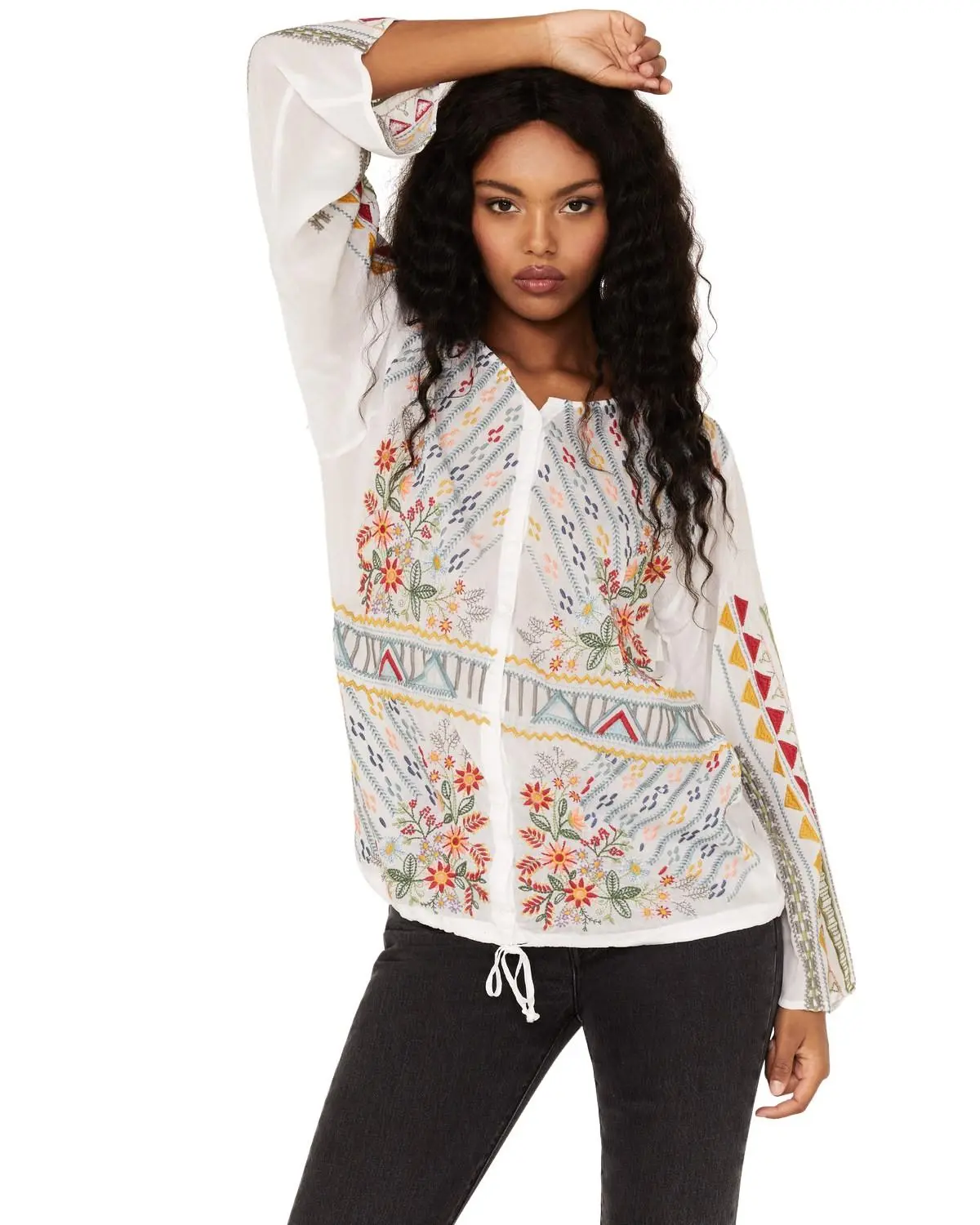 Johnny Was Women's Ezra Embroidered Blouse - C11522-5-Blk