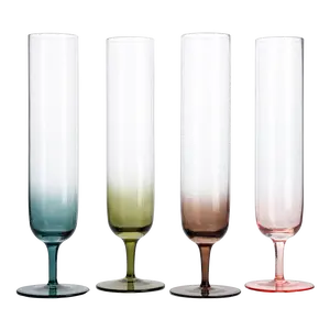 Multicolored Beautiful Champagne Flutes 10" Stemmed - 4 Set- Blue, Green, Brown, Pink - 10.5 OZ Elegant Glass Colored Glasses, Mimosa , Cocktail Bar Glassware Ideal for Home, Weddings - Gift