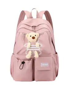 Pink sweet three-dimensional soft cute bear backpack, cute campus style childlike backpack, fashionable and exquisite versatile casual college style backpack, suitable for students to go to school, daily travel, etc.