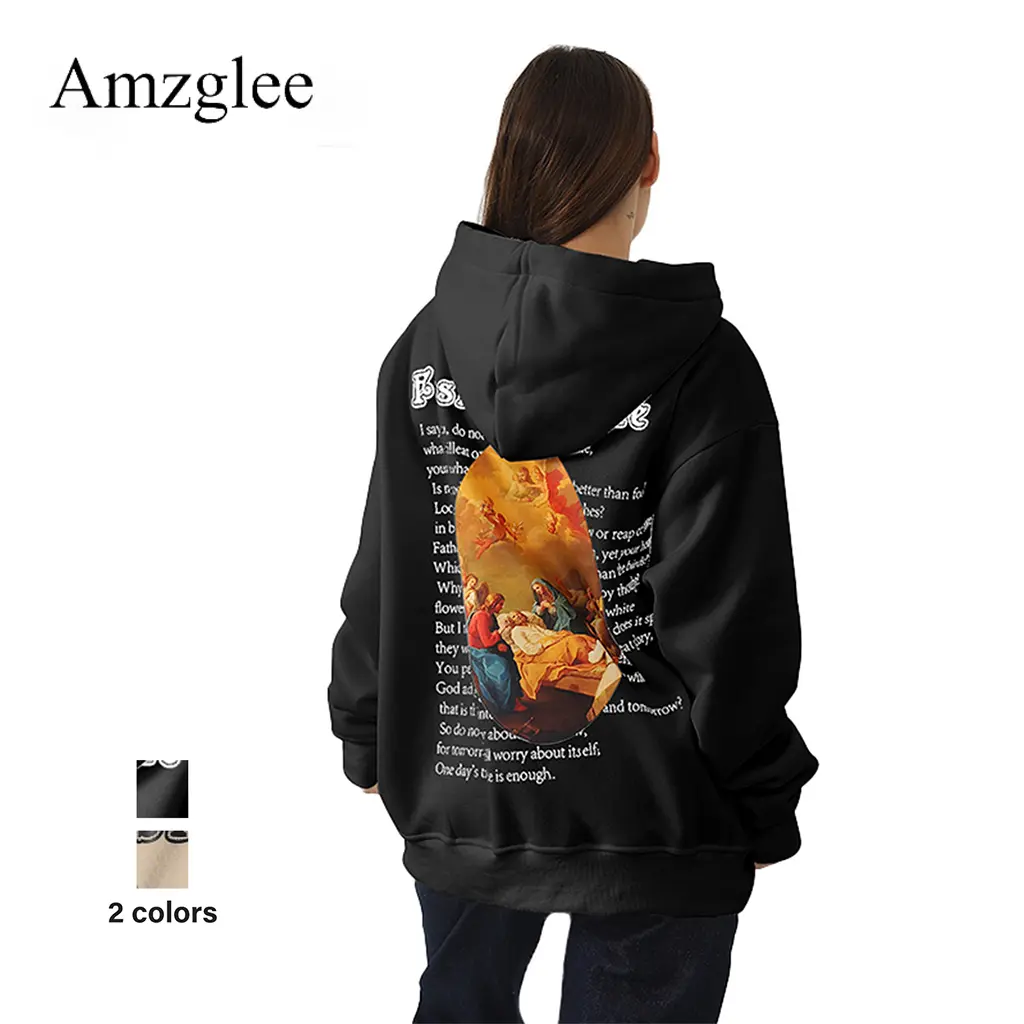 Amzglee Women's Artistic Print Pullover Hoodie, Casual Long Sleeve Polyester Sweatshirt for Everyday Style and Comfort, Comfortable, Fit, Lady