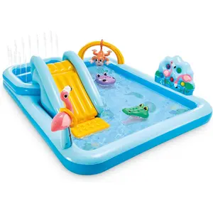 96" x 78" x 28" Inflatable Jungle Adventure Play Center Spray Kiddie Pool - Backyard Kids Water Slide, Outdoor Blow-Up Splash Pad for Toddlers