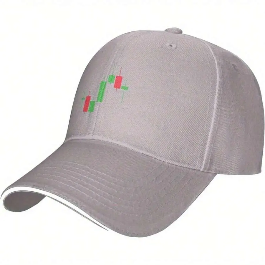 S&T Lightweight Polyester Baseball Cap With Forex Stock Market Crypto Trading Candlestick Design, Adjustable Snapback, Lightweight & Breathable For Outdoor Activities, Adjustable Baseball Cap |   Technical Graph Design Cap |   Durable Headwear, Baseball C