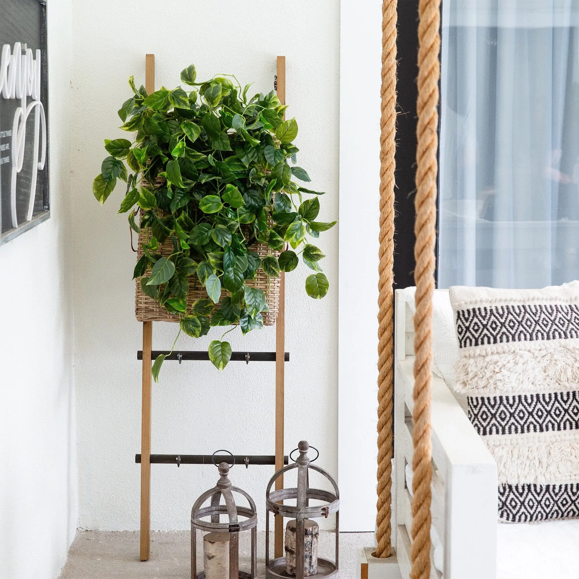 2-Pack 36in UV-Resistant Synthetic Fake Hanging Pothos Plants - Bendable Wire Artificial Hanging Flower, Natural Look Plant Decor for Indoor-Outdoor Green Wall Home Decor Accessory