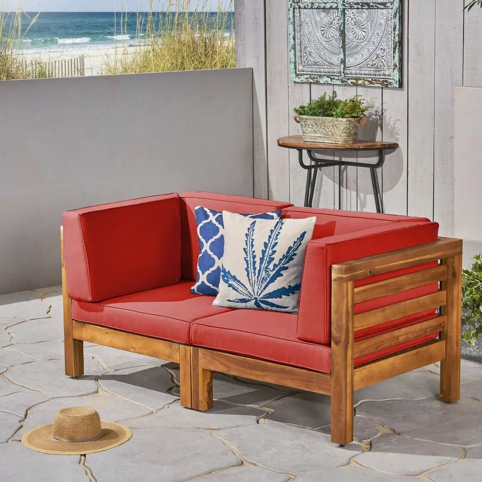 OANA 2-Piece Love Seat Set Red Loveseat Couch Sofa Furniture for Living Room Bedroom Small Space Apartment Dorm Compact Seating Upholstered Cushion Backrest Armrest Home Office Lounge Guest Reception Area, Home Furniture and Household Product