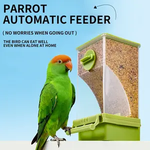 Parrot Automatic Feeder Chaff Separation, Tiger Skin Design, Anti-Sprinkle Hanging Food Box, Large Capacity for 20 Days