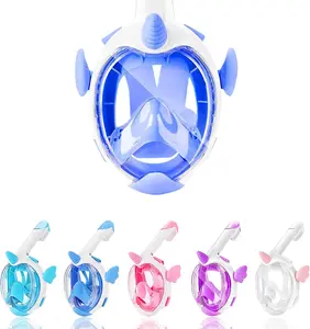 Snorkel Mask Full ,Snorkeling Gear for  4-16 with Camera Mount, 180  Panoramic View Snorkeling Set Anti-Fog Anti-Leak