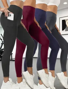 Women's Yoga Pants / Training Leggings with Pockets – 4-Pair Set High-Waisted for Fitness, Running, Tummy Control & Butt Lift，Jogging leggings with pockets, cycling and running sport pants，Women's outdoor sportswear, sporty leggings, women's yoga pants