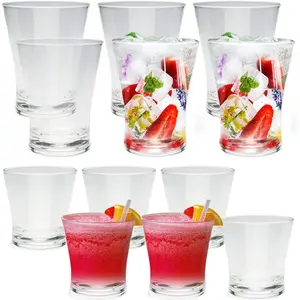 Clear Plastic Tumblers Set of 6 (16oz) and Set of 6 (9oz), Acrylic Reusable Drinking Glasses Water Tumblers, BPA-free Water Cups for Parties, Holidays, Everyday Use