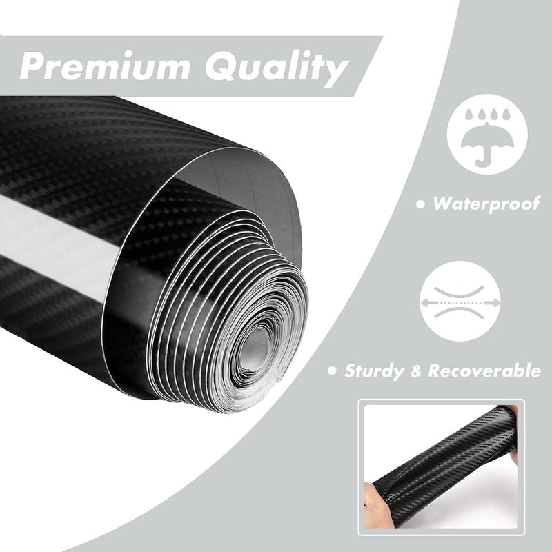 6D Black Carbon Fiber Vinyl Wrap Including Tool Kits, High Glossy Black Car Vinyl Film Roll, Air Release Technology Auto Accessories Wrap Car Motor DIY Interior Exterior 1ft x 5ft