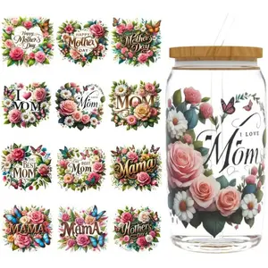 Mother's Day Series Design UV DTF Cup Wraps Winter UV DTF Transfer Sticker for Glass Cups Furniture Craft DIY Crafts Rub on Transfer Stickers for DIY Water Bottle Laptop Decal  Car