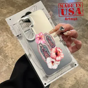 IMD Plate Hologram Case Compatible with Galaxy S24 Plus S25 S23 S22 Ultra S23+ Flower Madonna Harmony Shock-resistant Rugged Durable Protective Cover for Girl