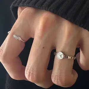 Reversed Clock Exquisite Enamel Watch Ring with Unique Creative Design Adjustable Jewelry for Casual & Formal Occasions