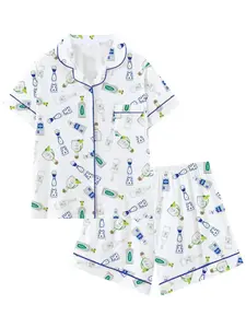 Cute Butterfly Pajama Set for Teen Girls – Short Sleeve Loose-Fit Sleepwear, Comfortable All-Season Loungewear, Gift Idea