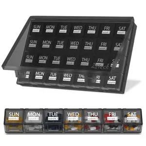 Zzteck Monthly Pill Organizer 28 Day Pill Box Organizerd, Large 4 Weeks One Month Pill Cases with Dust-Proof Container for Pills, Vitamin, Fish Oil, Supplements (Black)
