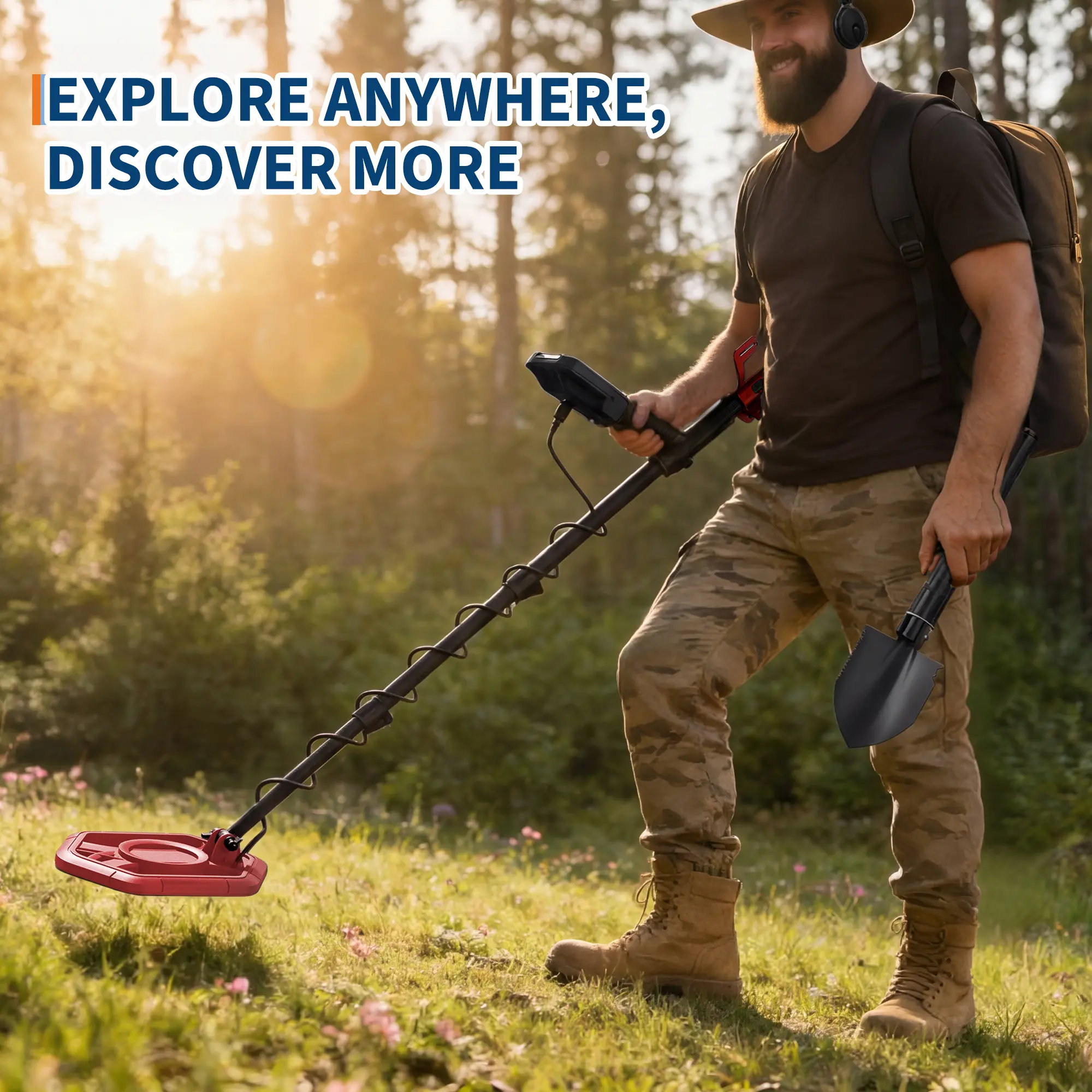 Professional Metal Detector – 5 Detection Modes, High-Precision Gold & Coin Finder, IP68 Waterproof Search Coil, Large LCD Display, Pinpoint, Adjustable Audio, Headphone Compatible, Ideal for Beach & Starters