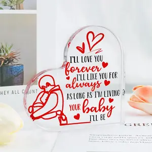 Valentines Day Gifts for Her Acrylic Plaque I Love You Forever Romantic Gift for Girlfriend Wife Christmas Birthday Decorative Plaque 3.9x3.9x0.6 Inches