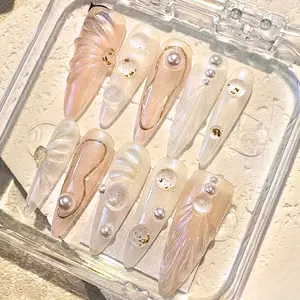 NailPhoria MERMAID SHIMMER - Handmade Press-On Nails | Reusable, Salon-Quality, Long-Lasting, Glossy Design