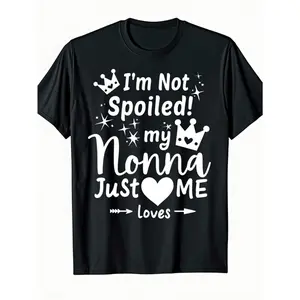 ' Italian Nonna T-Shirt - "I'm Not Spoiled My Nonna Just Loves Me" Bilingual English/Italian Phrase, Soft Breathable Cotton Short Sleeve Shirt with Italian Flag Colors & Nonna Design - Italian-Themed Gift for Granddaughter (3-13Y)