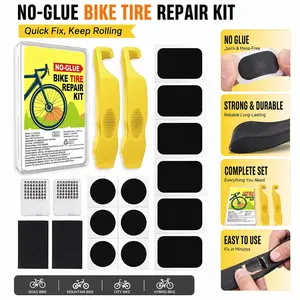Glueless Bike Tire Repair Kit ‍️ High-Strength Self-Adhesive Patches & Levers Set - Durable Cycling Accessories