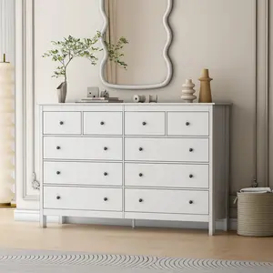 wanan 8 Drawer Dresser, 55" Modern White Dressers and Chests of Drawers, 10 Drawer Wide Dressers for Bedroom Furniture Storage