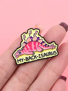 MY-BACK-ISAURUS Adorable Dinosaur Brooch Pin, Zinc Alloy Animal & Quote Design, Fashion Accessory, Ideal Gift for Friends and Family, All Seasons Wear, Durable Metal Pins