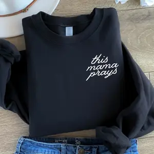 This Mama Prays Sweatshirt - Black Cotton Womenswear