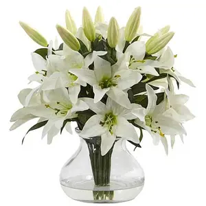 Nearly Natural Silk Lily Arrangement