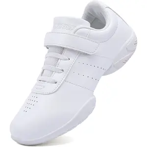 Girls White Cheerleading Dance Shoes Athletic Training Tennis Breathable Youth Competition Cheer Sneakers