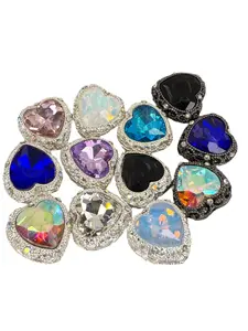 R97- (1PC) CHOOSE YOUR COLOR- High Quality ALLOY 19mm Heart Fancy Rhinestone Gemstone Sparkle Crystal Elegant Beads for DIY