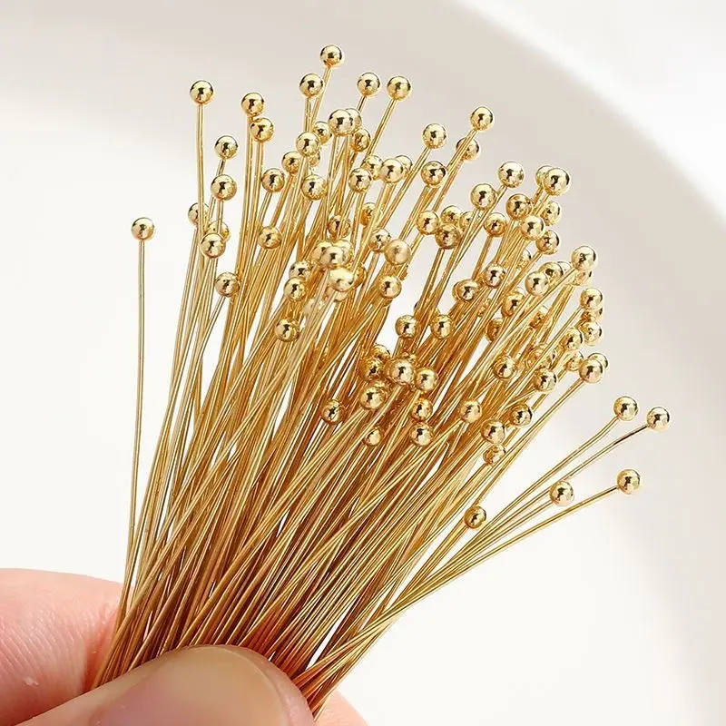 Copper ball pins, color-retaining round-head pins, large-head pins, nine-shaped pins, handmade beading connecting pins, DIY jewelry accessories