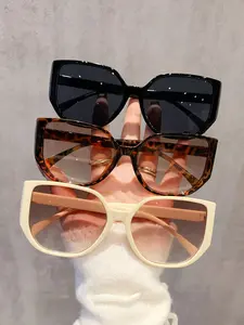 Women's Casual UV Protection Glasses, Simple Daily Wear Design, Perfect for Beach & Outdoor Activities, Stylish Thick Frame Eyewear, Beach Surfing Sunglasses