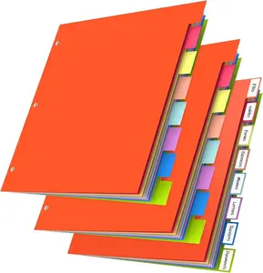 3-Pack 24PC 8-Tab Dividers for 3-Ring Binders - Multicolor Plastic Index Dividers with Tabs Office Stationery Supplies