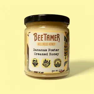 BeeTamer's Bananas Foster Creamed Honey - Creamed Honey with Bananas Foster Flavor - Ideal for Cinnamon Rolls and Pastries Sweet Flavor Natural