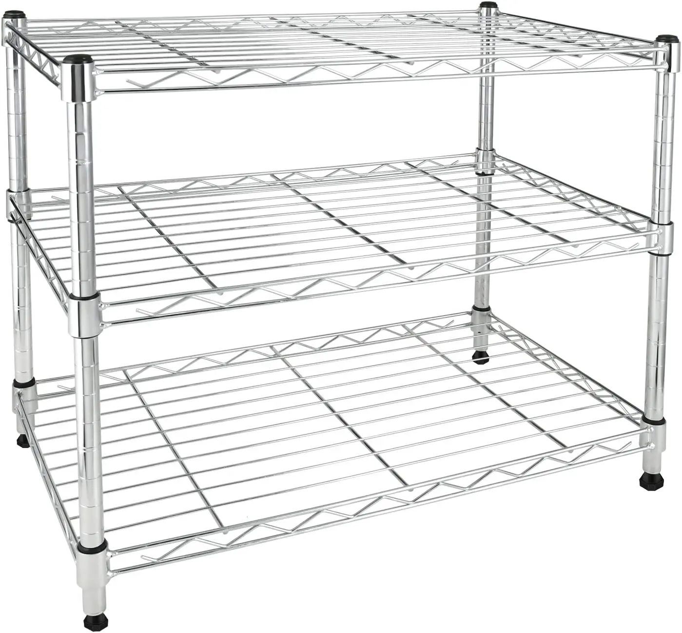 Simple Deluxe 3-Tier Heavy Duty Chrome Shelving Unit, 24"x14"x22" Durable Steel Organiser with Adjustable Metal Racks, Weight Capacity Above 25 kg for Kitchen, Office Use, Durable Steel Stand