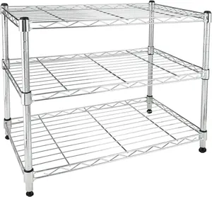 Simple Deluxe 3-Tier Heavy Duty Chrome Shelving Unit 24"x14"x22" Durable Steel Stand Adjustable Wire Shelves for Kitchen Office Garage