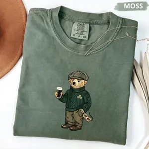 Comfort Colors Y2K St Patricks Day Bear T Shirt, Retro Irish 90s Tee, Womens St Pattys Day Shirt, Lucky Girl Irish Shirt, Shamrock Bar Crawl Shirts