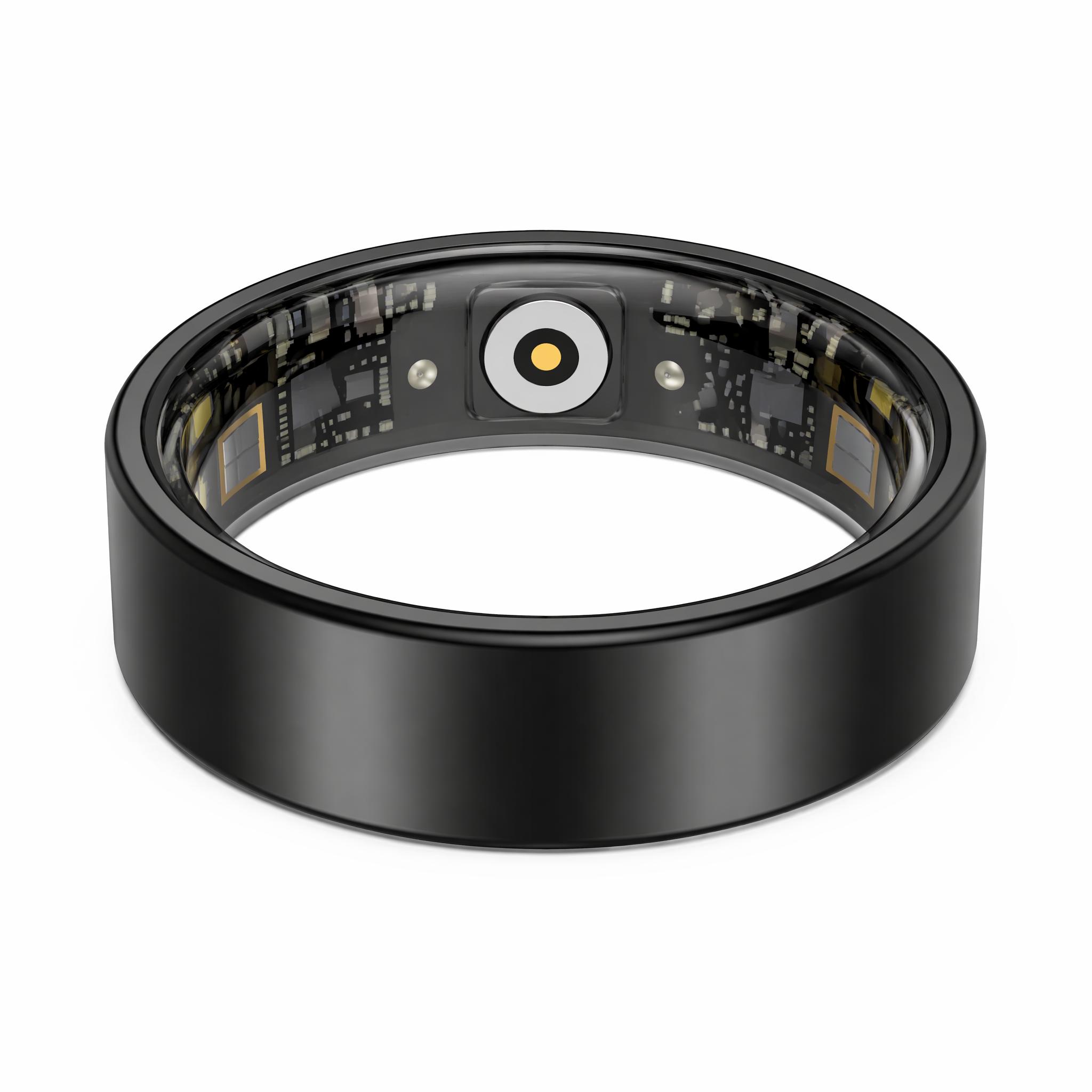 Mirlray Unisex Smart Ring Wearable Tech Fitness Tracker - Blood Oxygen, Blood Pressure, Heart Rate Monitoring, Sleep Tracking with Report, Calorie Tracker, Magnetic Charging, Long Battery, Waterproof, Android App Sync, Gold Size 7 for Adults