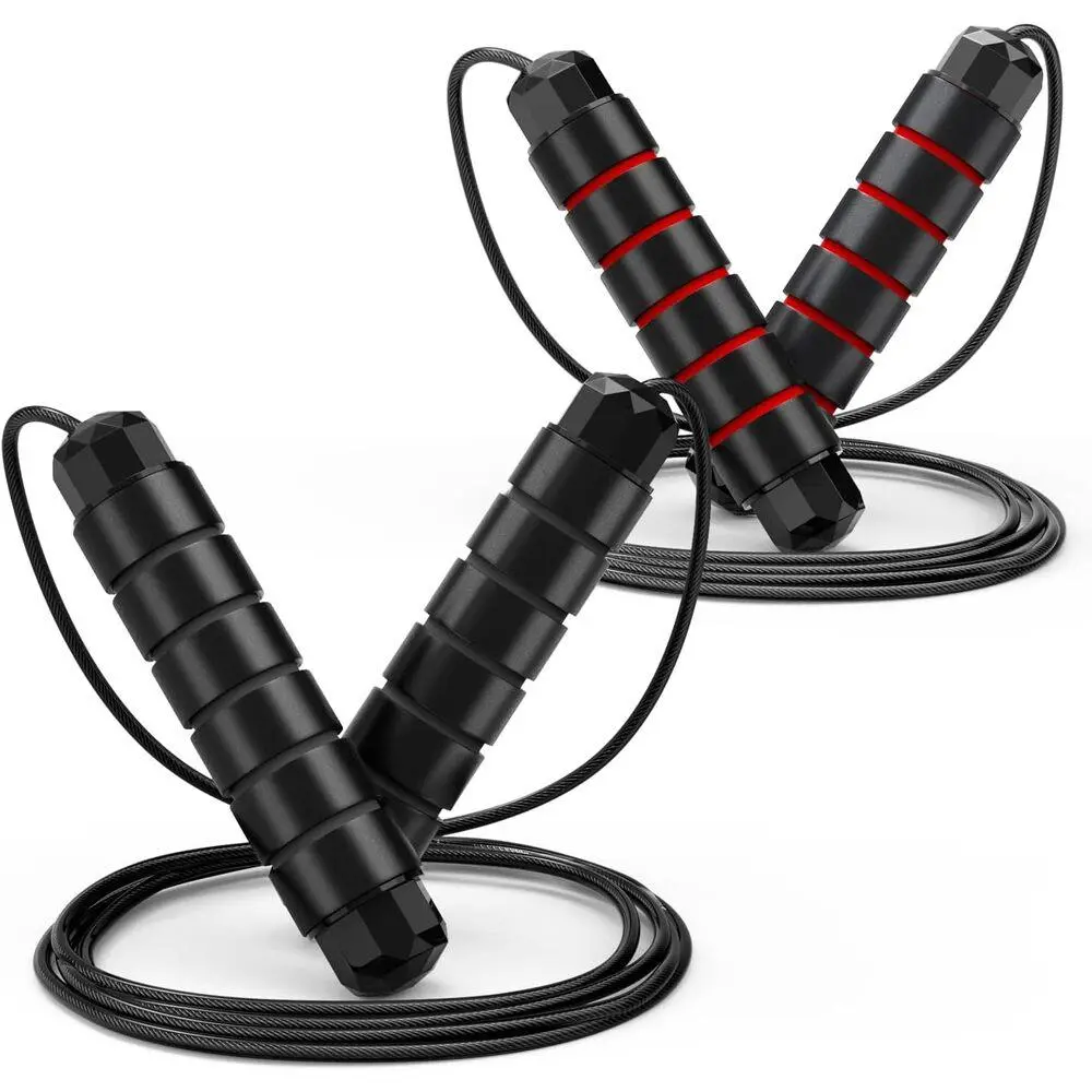 Training Jump Rope Bundle Polymer Coated Steel Skipping Rope Digital Magnetic Counter Dual Use Cordless Workout Pack