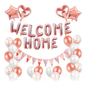 40pcs Welcome Home 16inch Gold Rose Gold Letter Foil Balloons Welcome Home Decoration