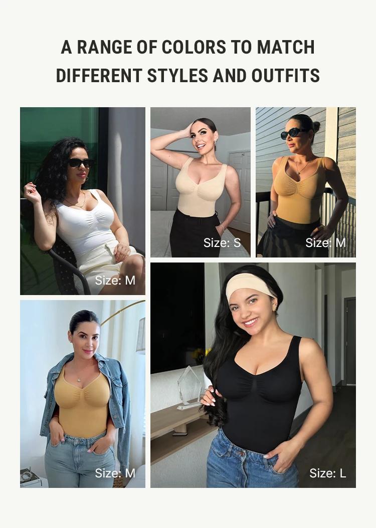 FeelinGirl Women Tank Tops Shapewear Tummy Control Compression Tank Diamond Collar Seamless Wide Shoulder Strap Body Shaper Camisole Tops for Women SpringStatements