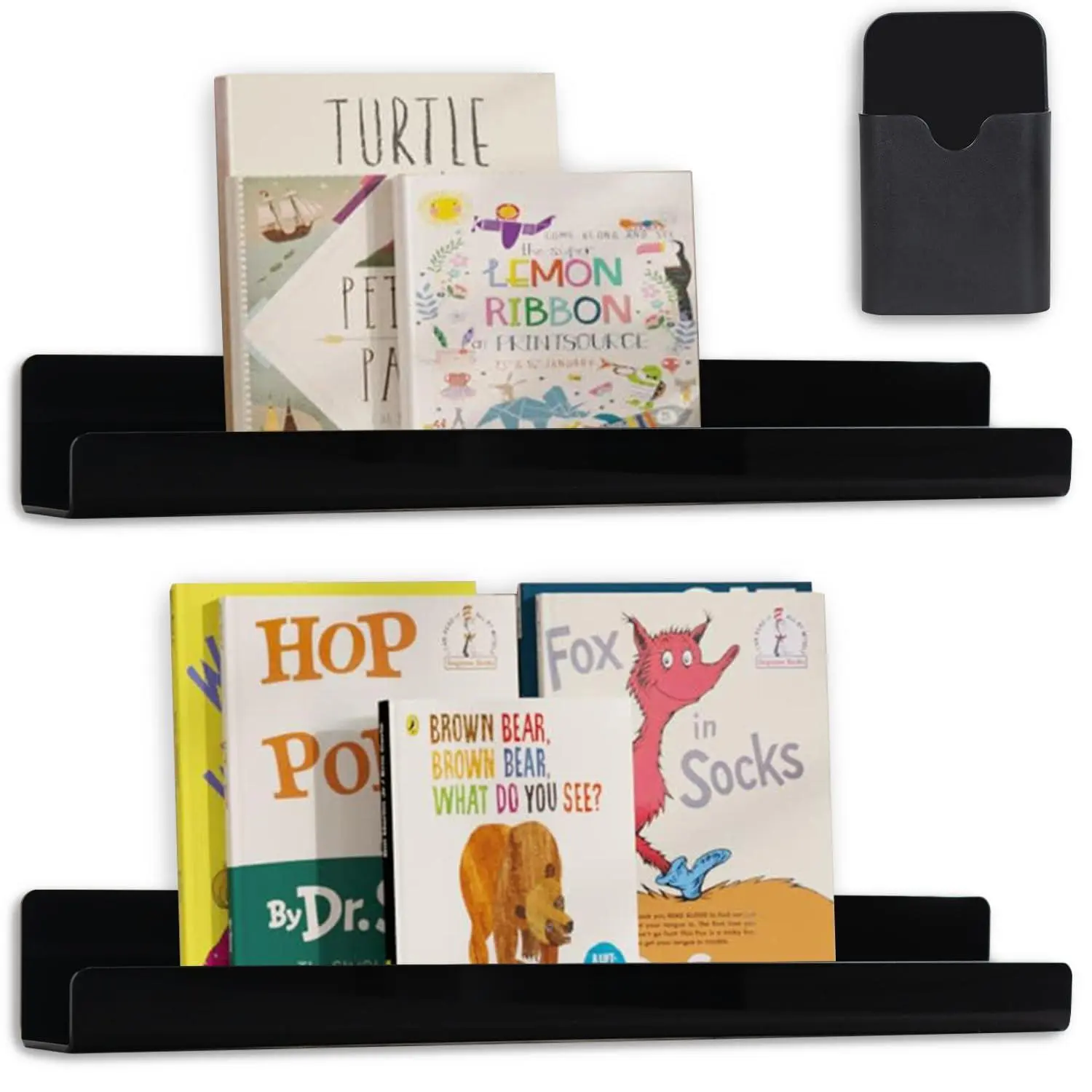 2 Magnetic Book Shelf For Whiteboard Reusable Holder And Pen Holder,use Classroom Office  Refrigerator School Supplies (black)