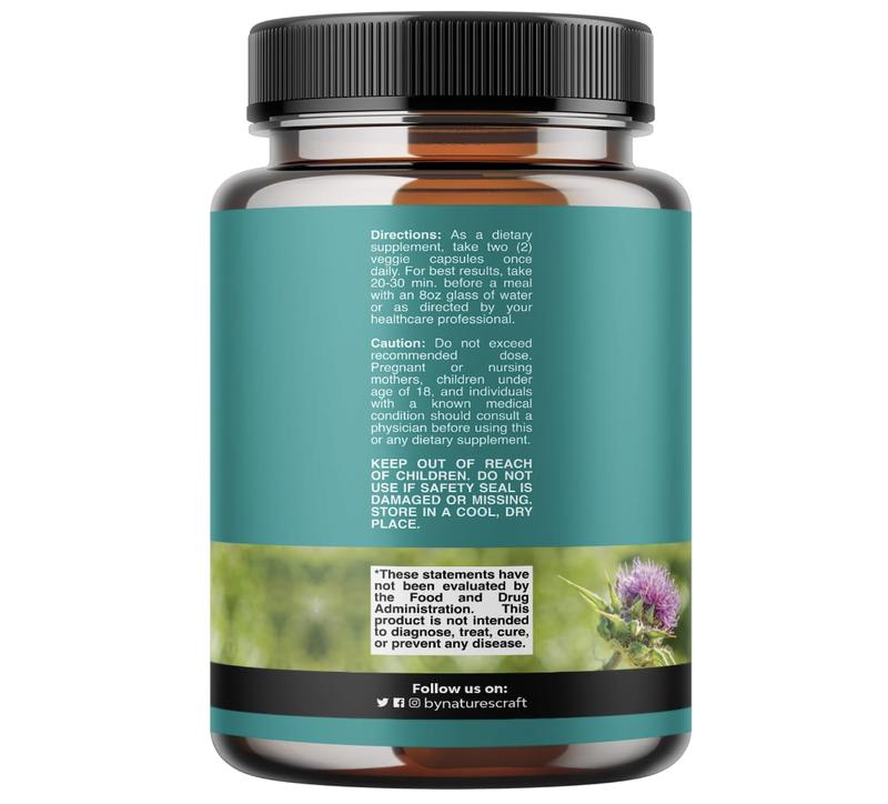 Herbal Liver Support Supplement with Milk Thistle Dandelion Root & Artichoke Extract for Liver Health - Silymarin Milk Thistle Liver 70Capsules