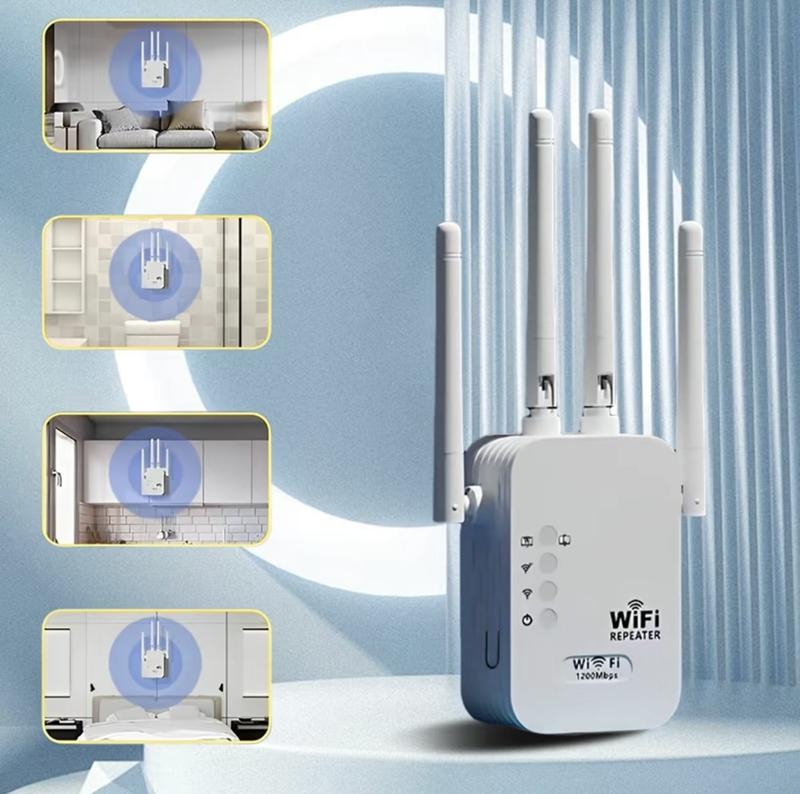 Dual Band WiFi Signal Booster Repeater 2.4GHz & 5GHz for Enhanced Network Coverage and Stability Easy Install Home & Office Use