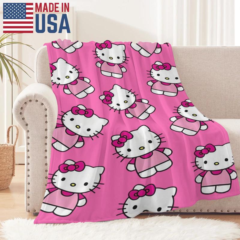 Sanrio Hello Kitty Rose Red Full Print Plush Blanket Unisex Vibrant Design for Fans of Sanrio and Hello Kitty Complete and Clear Representation