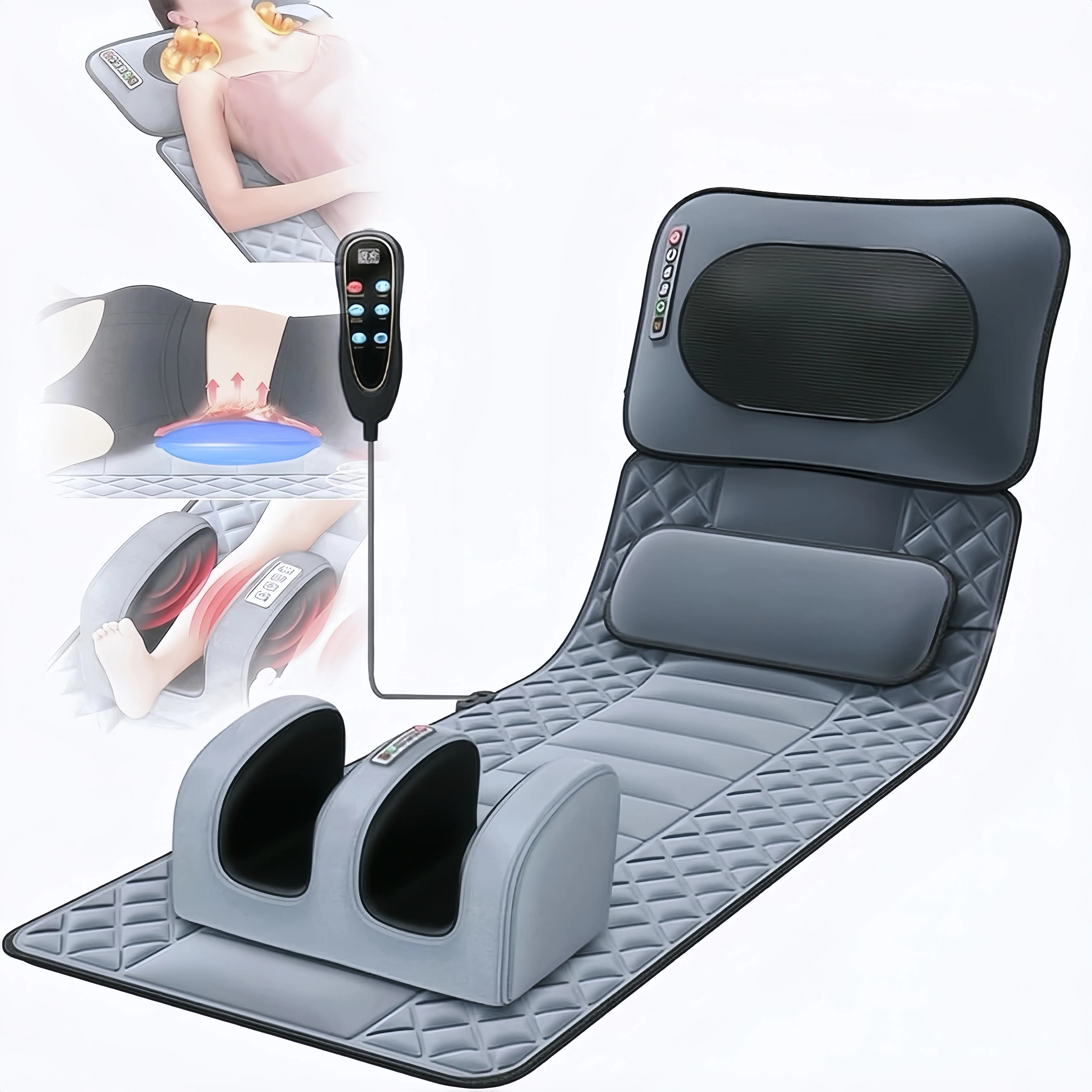 Electric Foldable Full-Body Massage Mat - Soft Velvet, Shiatsu Kneading for Neck & Legs, Adjustable Back Vibration (Back Part Only Buzzes), Multi-Functional, Ideal Birthday Gift