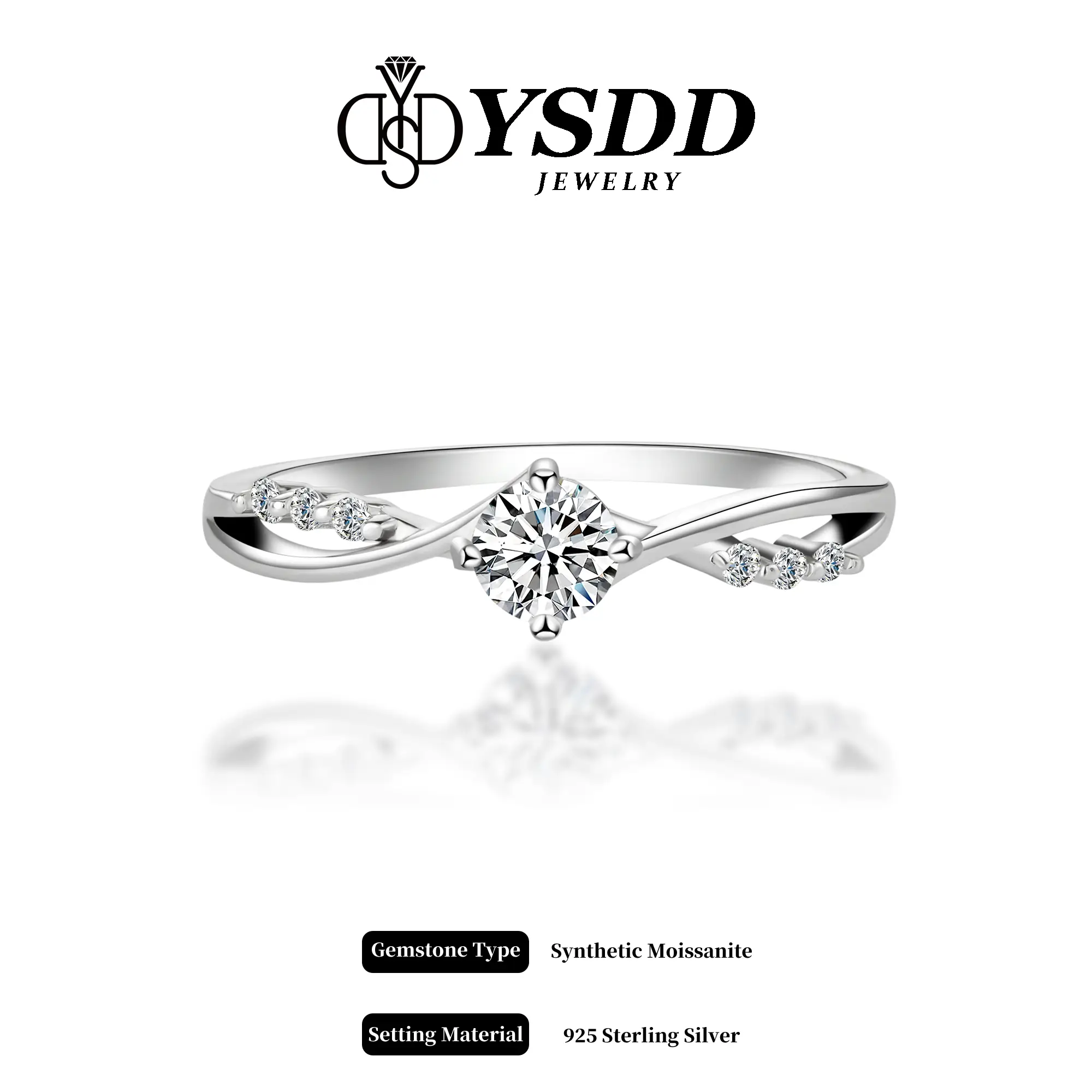 【#321 Endless Love】Dainty Twisted Pave Synthetic Moissanite Engagement Ring in 925 Sterling Silver 0.3CT
