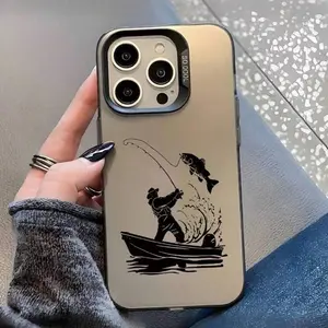 Creative Fashion Imd Laser Phone Case, Gradient Fishing Pattern, Fits iPhone XR 11 to 17 Pro Max Plus, UV Printed, Perfect Gift, Protection