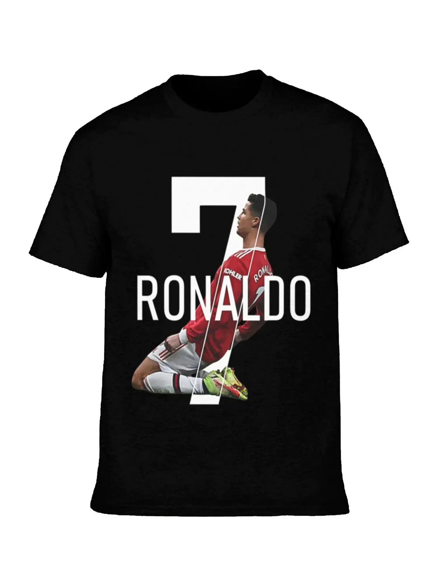 100% Cotton C Ronaldo Digital Number Print Graphic Youth Tee Shirt , Playful Print Apparel, Spring-Fall Outdoor Sports Essential, Comfortable Short-Sleeve Birthday Gift, Graphic Shirt, C Ronaldo Pattern, Perfect Birthd